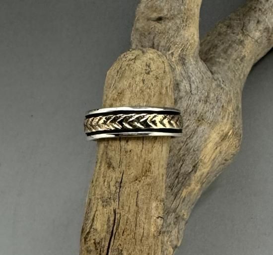 Navajo Bruce Morgan 14K Gold On Silver Ring - 練馬の