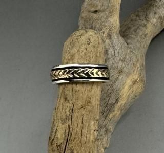 Navajo Bruce Morgan 14K Gold On Silver Ring
