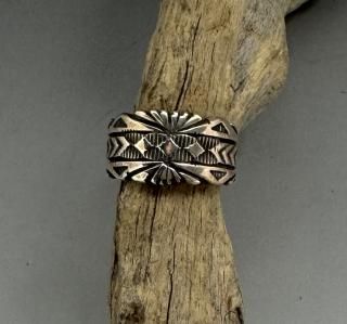 Navajo Bruce Morgan Hand Stamped Silver Ring