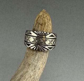 Navajo Bruce Morgan Hand Stamped Silver Ring