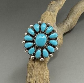 Zuni Lorraine Waatsa Sleeping Beauty Turquoise Cluster Ring