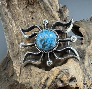 Navajo Aaron Anderson Natural Persian Turquoise Tufa Cast Belt Buckle