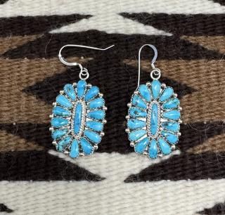 Navajo Stephanie Wilson Kingman Turquoise Cluster Earrings
