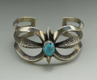 Navajo Aaron Anderson Canderalia Turquoise Tufa Cast Bracelet