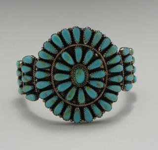 Navajo Larry Moses Begay Turquoise Cluster Bracelet