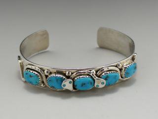 Zuni Effie Calavaza Kingman Turquoise Bracelet