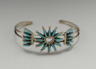 Zuni Gerald Etsate Sleeping Beauty Turquoise Needlepoint Bracelet