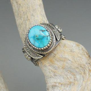 Navajo Bennie Ramone Natural Candelaria Turquoise Ring