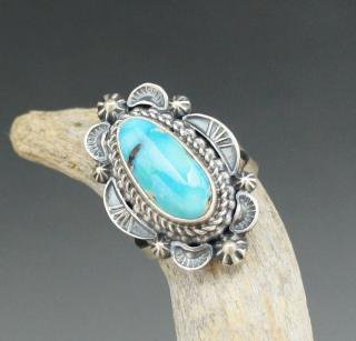 Navajo Emma Linkin Natural Candelaria Turquoise Ring