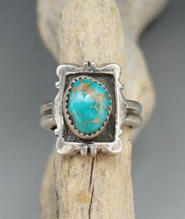 Navajo Wilford B Henry Royston Turquoise Sand Cast Ring