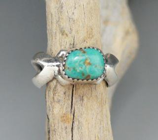 Navajo Wilford B Henry Blue Gem Turquoise Sand Cast Ring