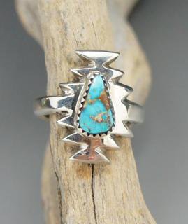 Navajo Wilford B Henry Royston Turquoise Sand Cast Ring