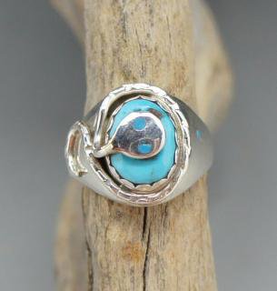 Zuni Effie Calavaza Kingman Turquoise Ring