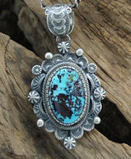 Navajo Bennie Ramone Candelaria Turquoise Pendant