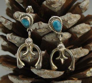 Navajo Turquoise Naja Earrings