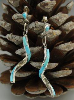 Zuni Turquoise Inlay Twist Earrings
