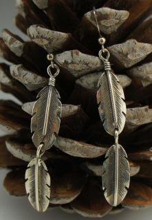 Navajo Silver Feather Earrings