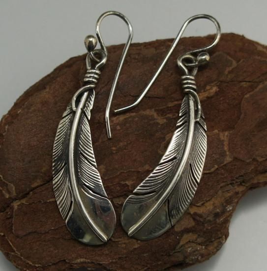 Navajo Silver Feather Earrings - 練馬のインディアンジュエリー