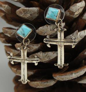 Navajo Turquoise Cross Earrings