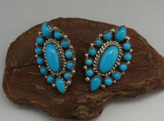 Navajo Turquoise Cluster Earrings