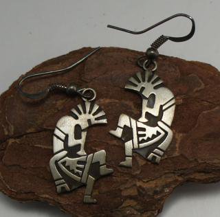 Navajo Overlay Kokopelli Earrings