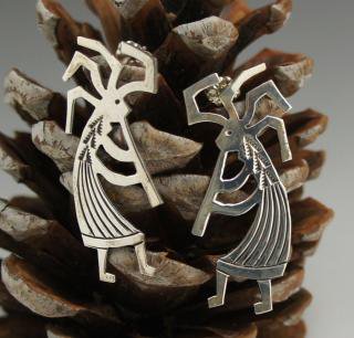 Navajo Silver Kokopelli Earrings