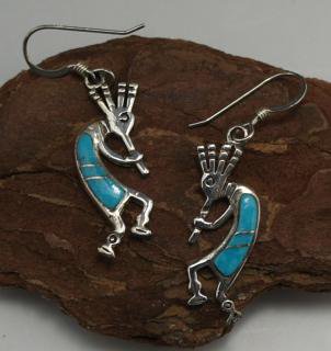 Navajo Inlay Kokopelli Earrings