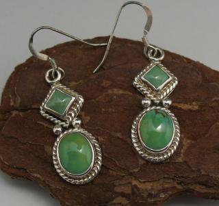 Navajo Green Turquoise Earrings