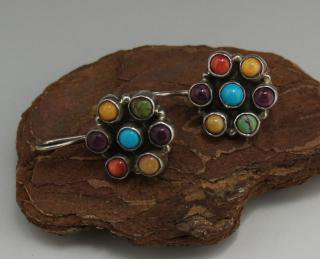 Navajo Multi Color Cluster Earrings