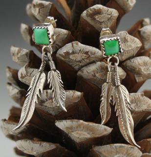Navajo Turquoise Feather Earrings