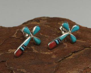 Zuni Inlay Cross Earrings