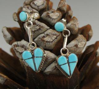 Zuni Turquoise Inlay Earrings