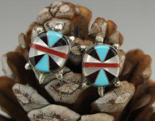 Zuni Inlay Turtle Earrings