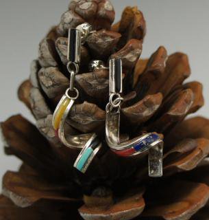 Zuni Inlay Spiral Earrings