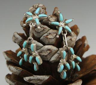 Zuni Turquoise Petit Point Earrings