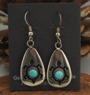Hopi Turquoise Overlay Earrings