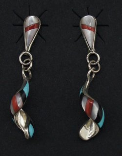 Zuni Inlay Twist Earrings