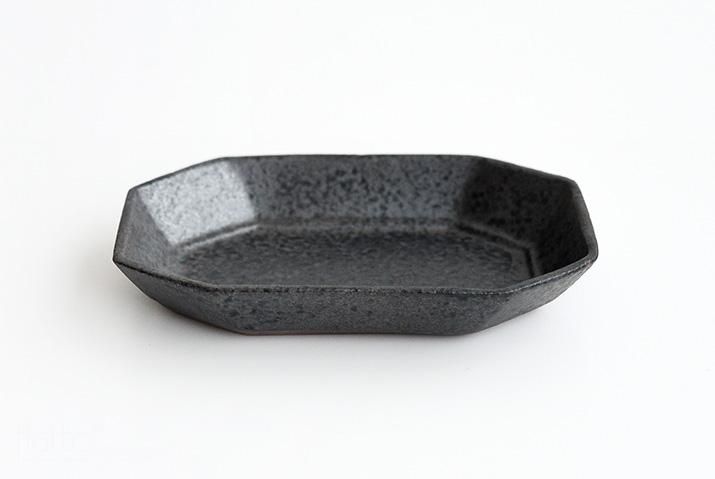 安福由美子 八角長皿 黒錆 小皿 2枚セット