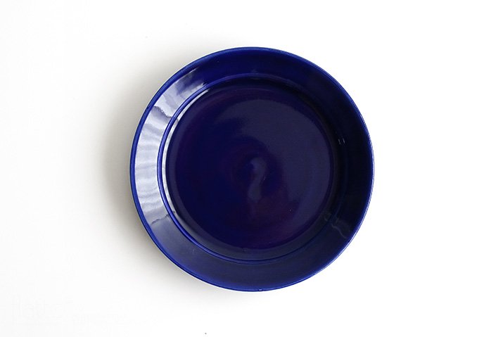 高橋燎（つちこねる製陶所）｜瑠璃釉 リム皿18cm-01