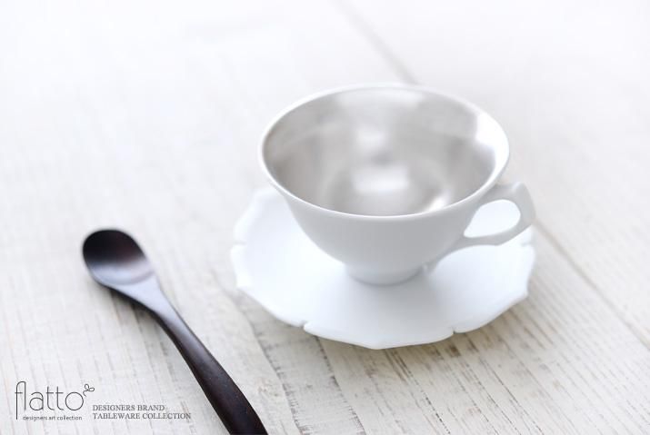 欲しいの 木下和美｜白磁銀彩 デミタスカップ＆ソーサー｜作家のうつわ 食器