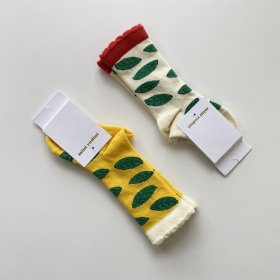 Leaf scallop socks/2col
