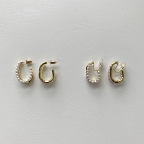 pearl gold  pierce & earring
