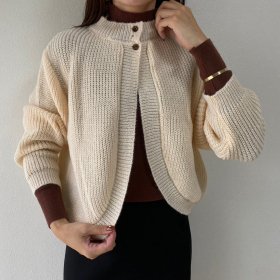 OTONA/Button knit bolero cardigan
