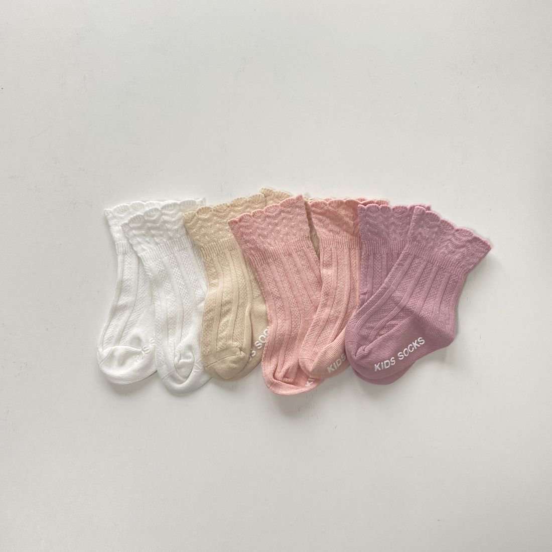 Spring rib frill socks / 4col