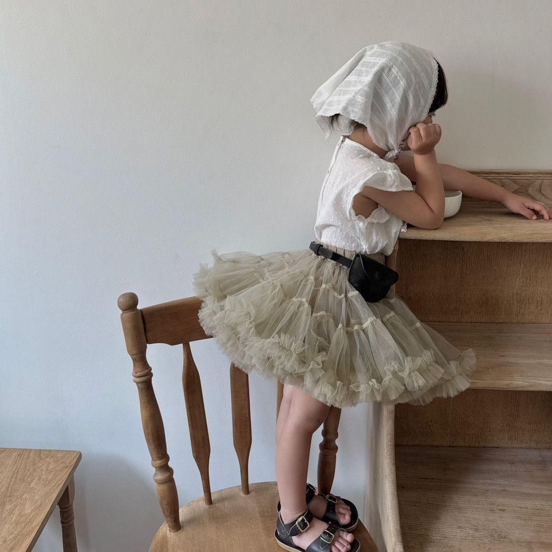 Volume Khaki TulleSkirt 5-5