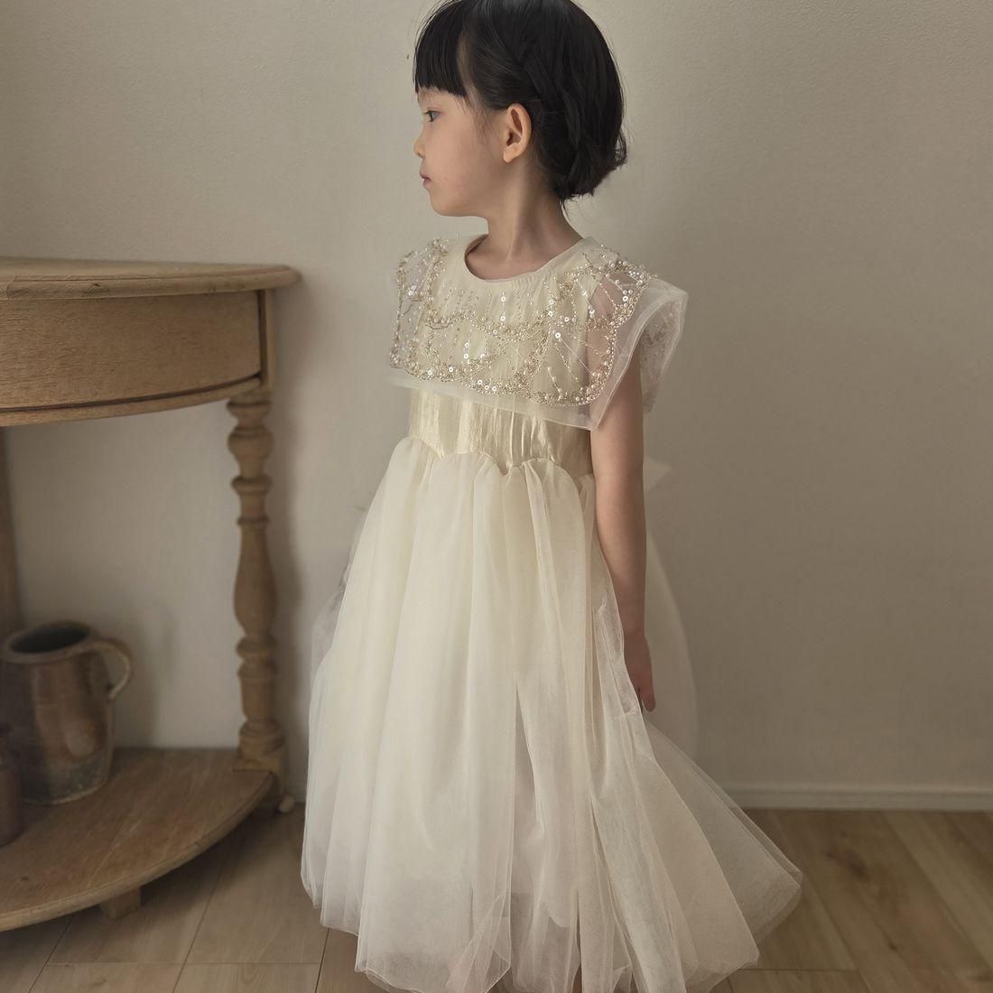 dress/bigLACEcollar chiffon 2col  12-2