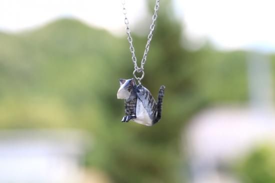 Origami Jewelry有澤悠河 作 「ねこ」 ネックレスサバトラ