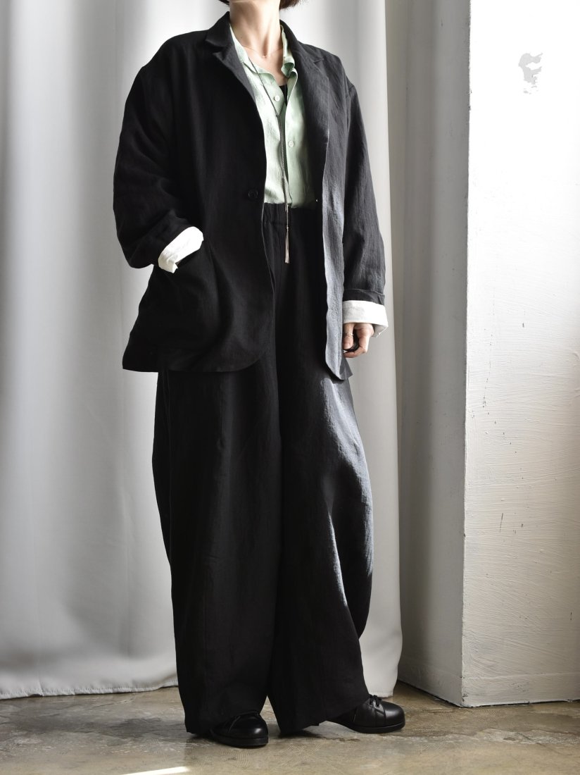 Honnete・High count linen JK [black] | 春夏新作のハイカウント 