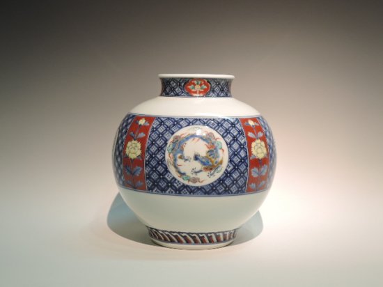 十二代酒井田柿右衛門／染錦地紋唐花龍鳳凰画花瓶 SAKAIDA Kakiemon 12th /  Somenishikijimonkarabanahououe kabin - ギャラリー海野 | gallery unno