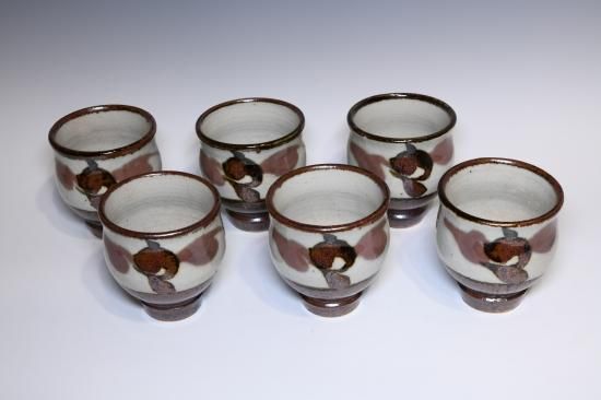 河井敏孝／鳥文湯呑（6客） KAWAI Toshitaka / Torimon yunomi